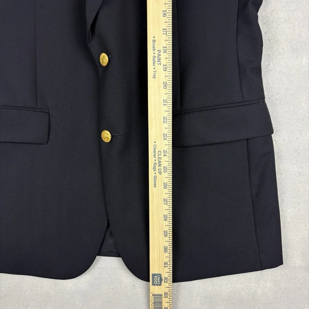Brooks Brothers Loro Piana Blazer Mens 40R Black Gold Button Brooksease Wool USA